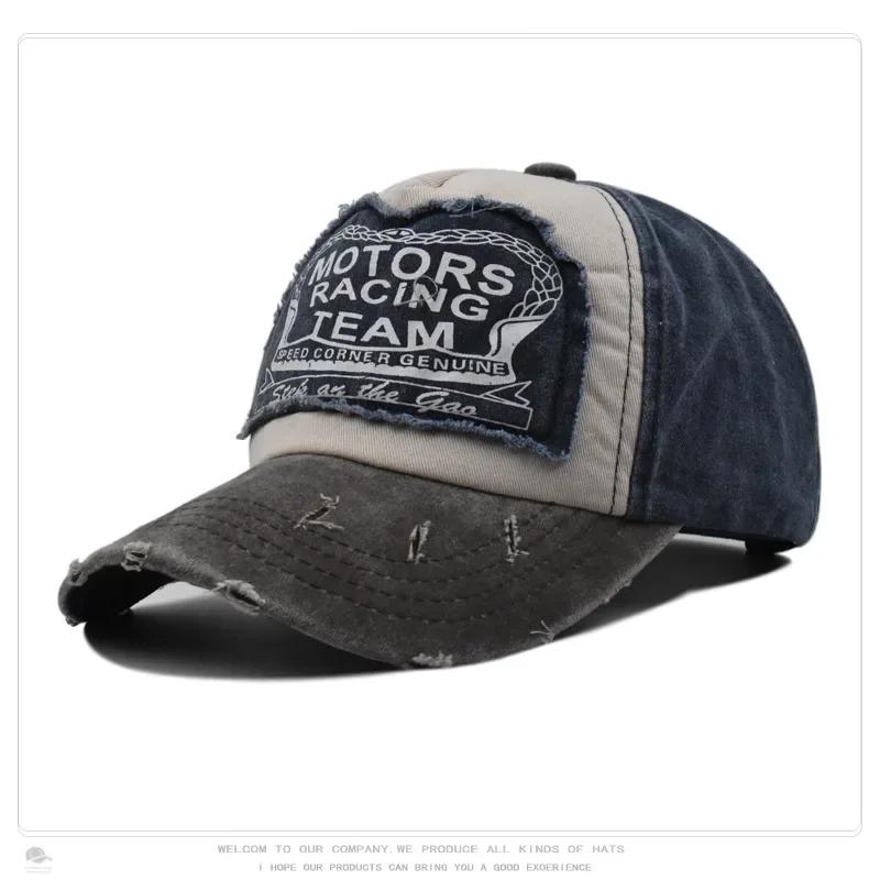 Motors racing team print baseball cap Washed visor American embroidery old duck cap Trucker cap