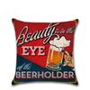 Vintage Beer Bottle Cartoon Pillow Case Alphabet Beer Printed Throw Pillow Vintage Home Decorative  Linen Cushion Cover