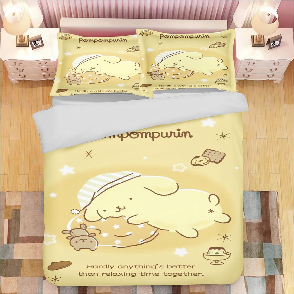 Poszewka na kołdrę z kreskówką Pompompurin Poliester Urocza Drukowana Miękka Pościel Szyta na Miarę Dom Obcy Pokój Dziecięcy Kołdra Prezent dla Dzieci