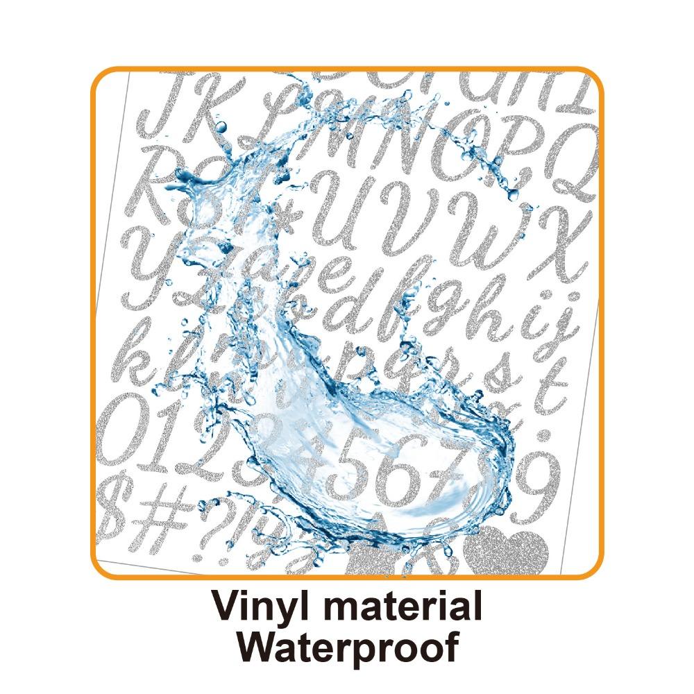 5 Sheets English Letter a-Z Glitter Letter Stickers Shiny Silver Letter Number Sticker  Scrapbook