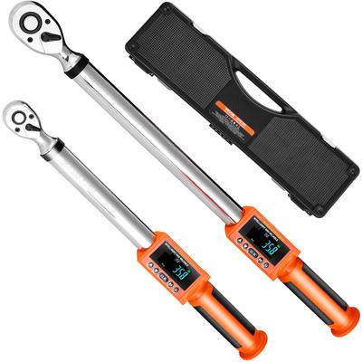 Digital Torque Wrench Set, 2 Pieces, 1/2, 3/8 Inch Drive, 72-Tooth, ±2% High Accuracy Electronic Torque Wrench with Preset Value