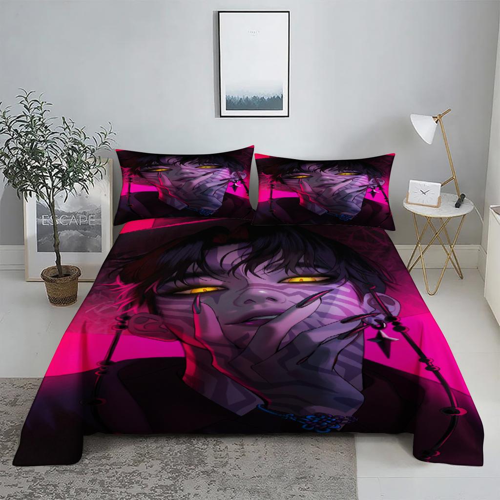 Villain Boy K-Pop D-Demon Hunters 3D Printed Bed Sheet Set with Pillowcase Soft Bedding Kit for Home Decor