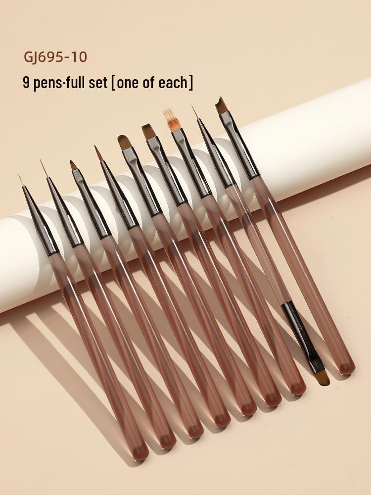 Nail Art Brush & Painting Gel Set with French Round Head & Long-lasting Base Coat