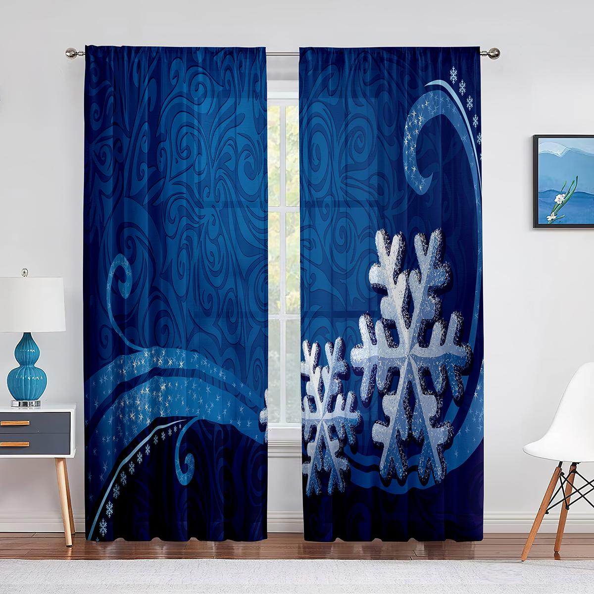 

Снежинка Рождественская красная прозрачная занавеска для украшения гостиной Современная тюль Оконная занавеска для спальни Вуаль Органза Шторы 1 PCS W100XH250cm&Grommet Top