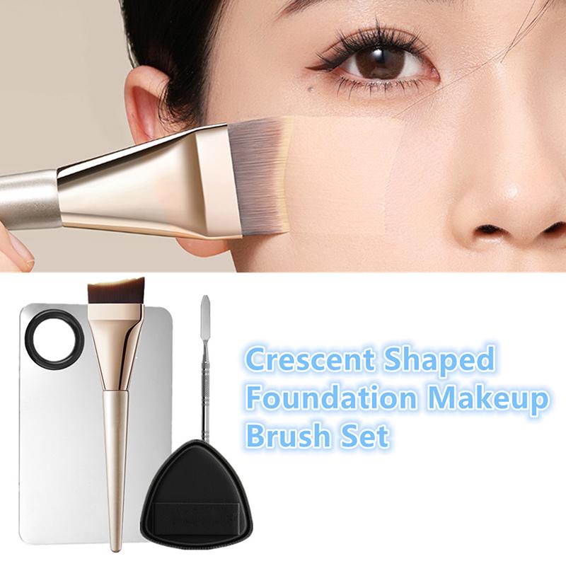 Ultra Thin Crescent Foundation Brush Set Lightweight Face Contour Brush Contour Brush Mixed Foundation Cream Tool
