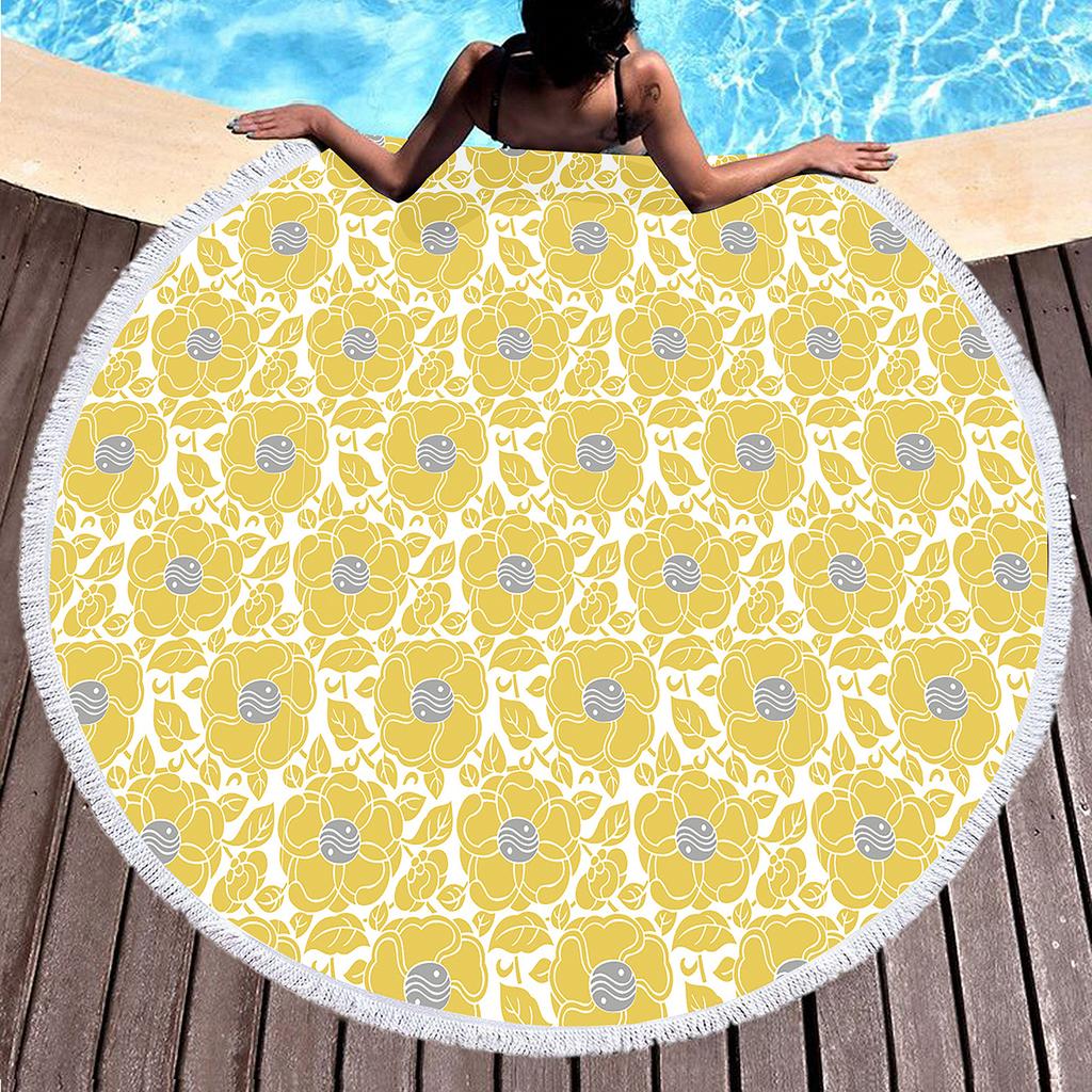 Telo da Spiaggia Rotondo Floreale Boho Microfibra Bohemia Assorbente Coperta da Spiaggia Geometrica Astratta Asciugamano da Piscina per Viaggio Picnic Bagno