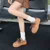 Leather platform women's spring new retro lace-up board shoes increase height and versatility