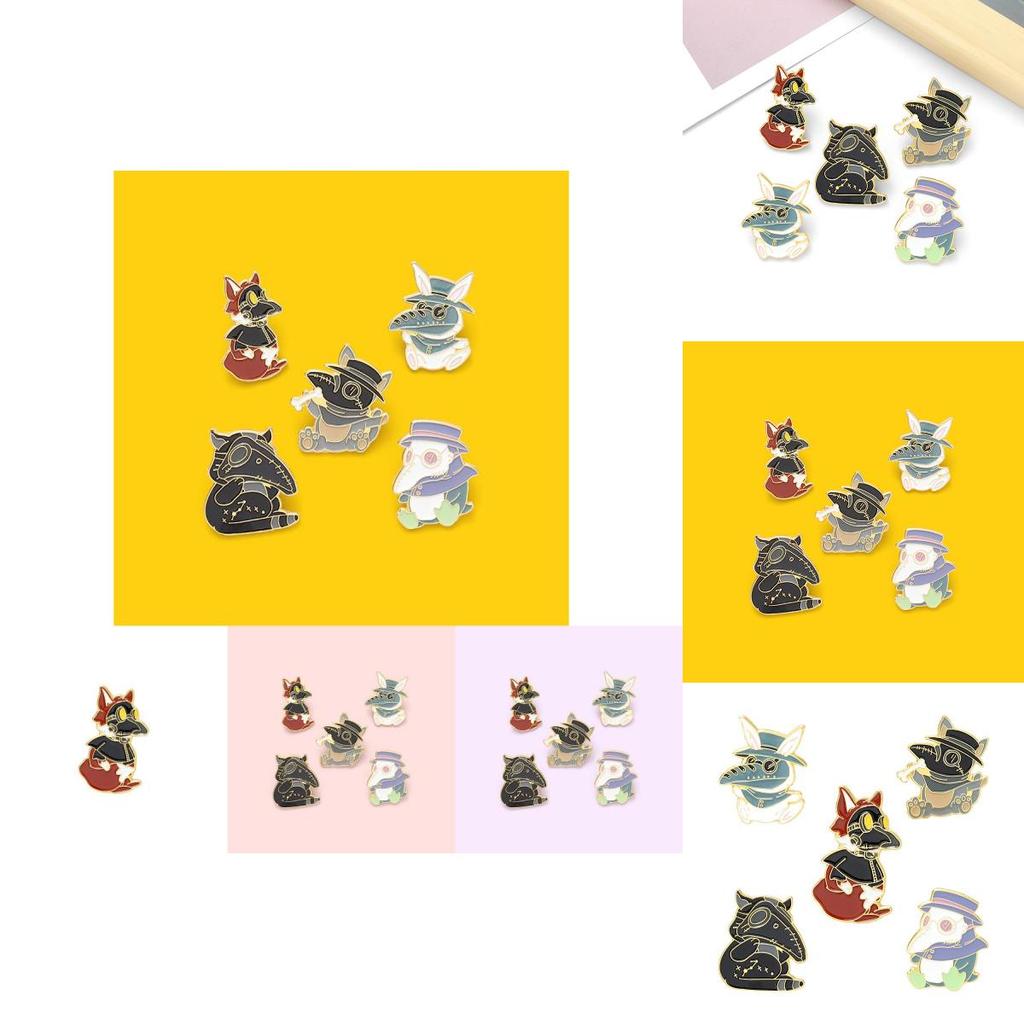 Unique Animal Shaped Cartoon Doctor Bird Beak Mask Enamel Alloy Brooch Pin For Stylish Accessories