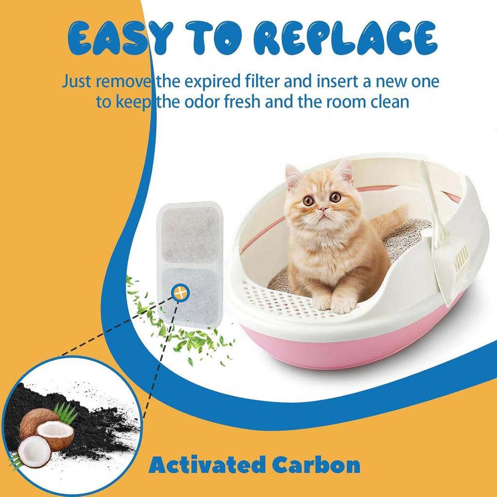 14-Pack Airsift Litter Box Filters for Catit Airsift Jumbo/Regular/Smartsift Litter Boxes,Dual Action Purifier Pads to Absorb and Freshen Litter Box
