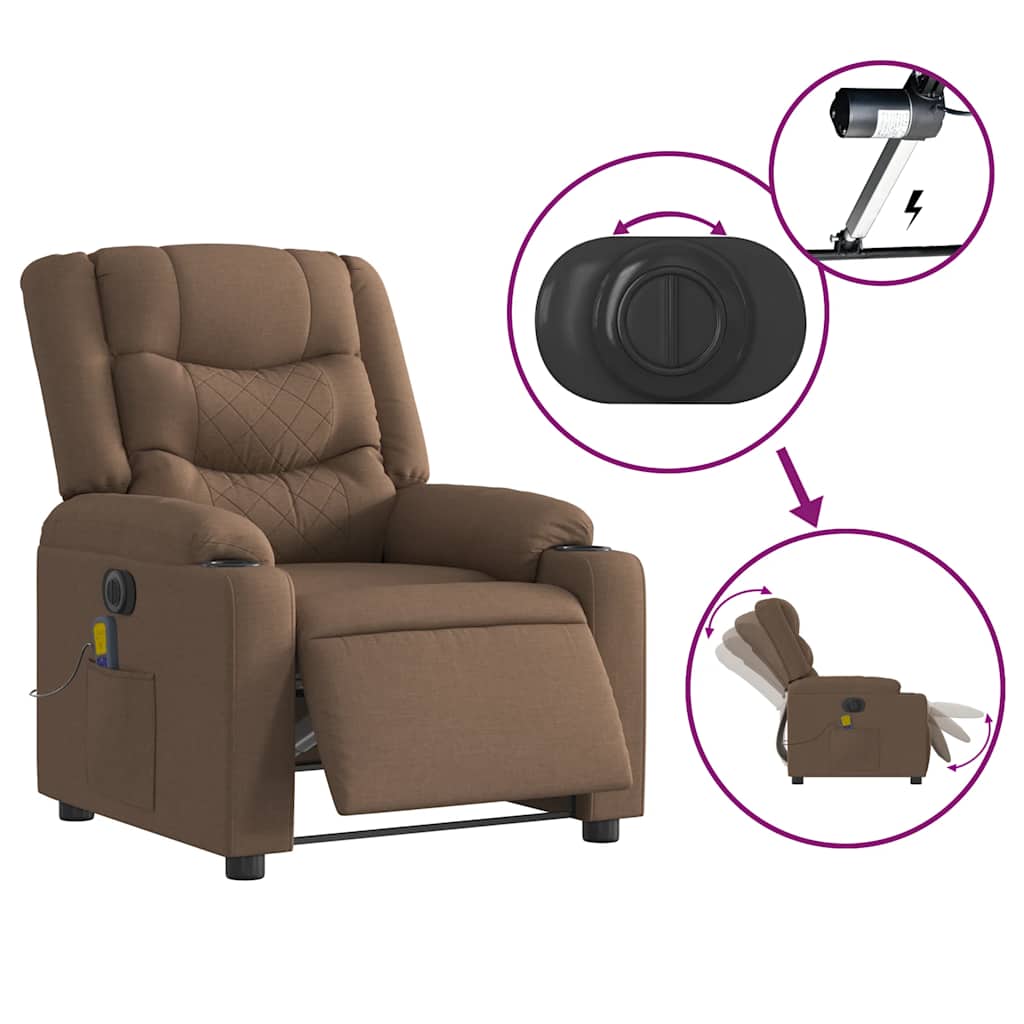 Electric Massage Chair Brown Fabric