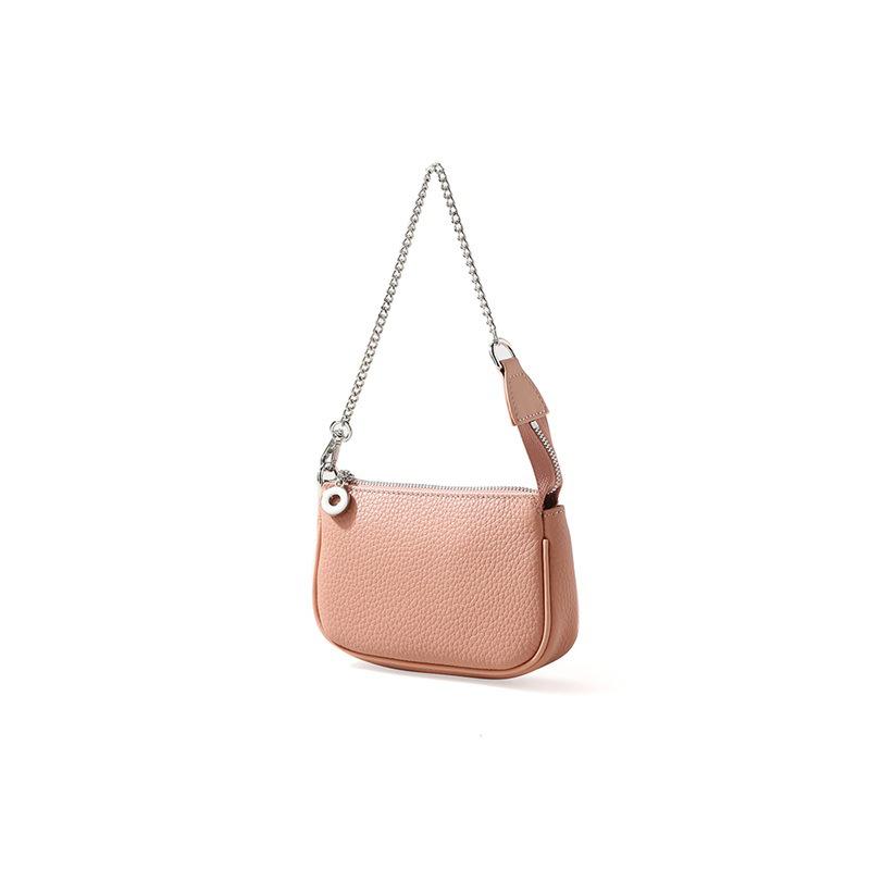 Niche cowhide handbag spring new metal chain design sense bag women's simple commuter versatile underarm bag