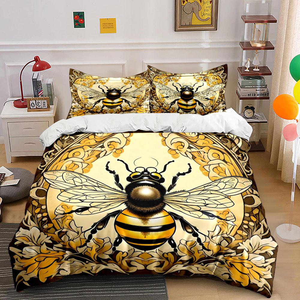 "Golden honeybee elegance." Bedding sets Duvet covers Pillowcases(1* Duvet Cover 2* Pillowcases without duvet insert)