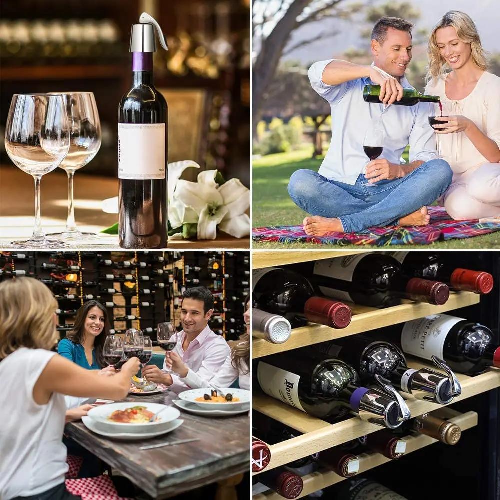 Stainless Steel Red Wine Bottle Stopper Wine Preservation Sealing Plug Reusable Vacuum Leakproof Bottle Plug Kitchen Bar Tools