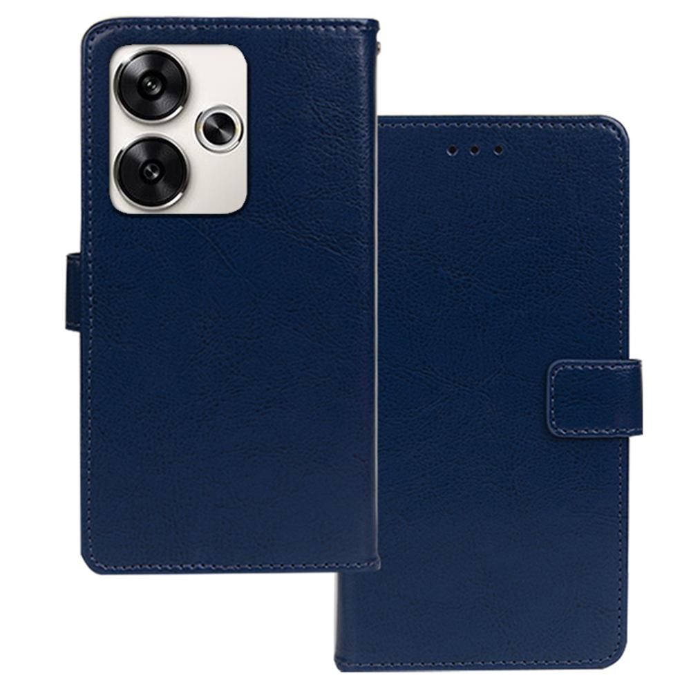 

For Xiaomi Poco F6 5G/Redmi Turbo 3 5G Case Card Slots PU Leather Flip Stand Cover Blue