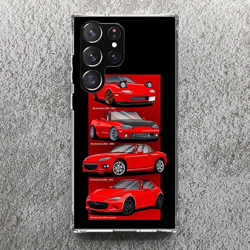JDM Car MX5 Cute Print Soft Case for Samsung Galaxy S25 S24 S23 S22 Ultra S21 Plus S20 FE Phone Shell S10 + Edge Cover