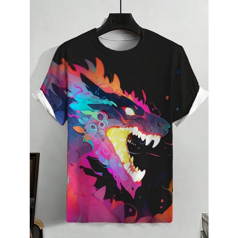 Men's Funny Animal Cat Printed T Shirt Short Sleeved Tee Tops 3D Print O-Neck Shirts Party Summer Casual Men's Clothing Apparel
