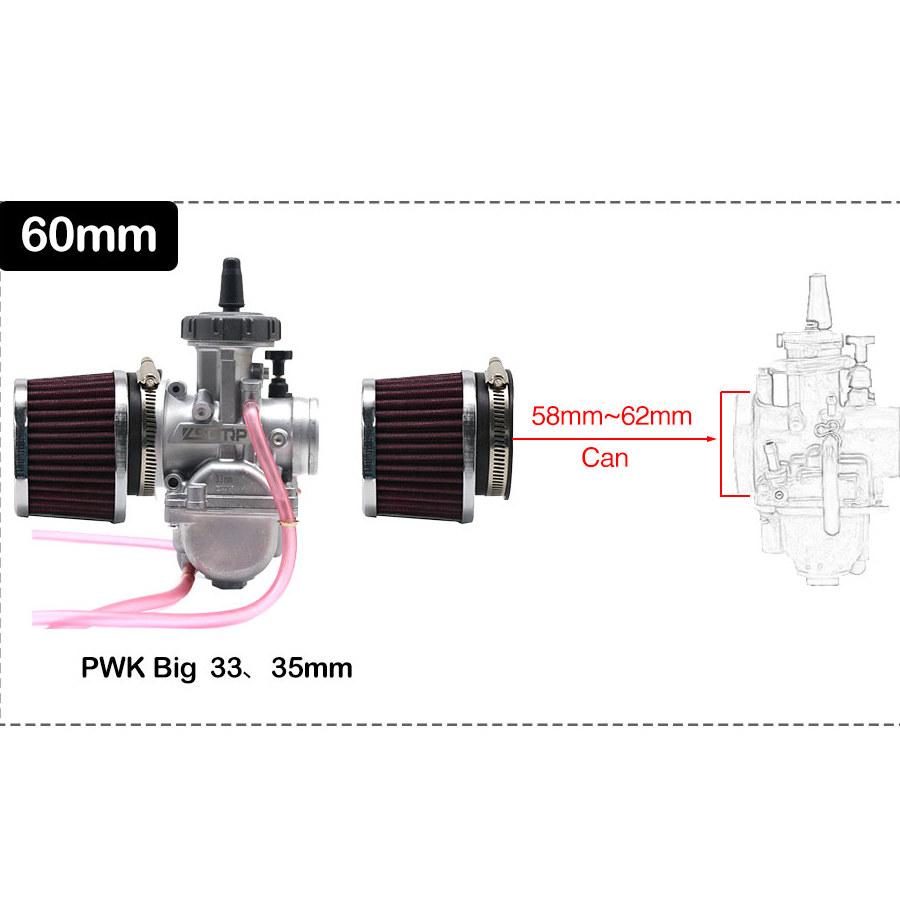 2PCS Motorcycle Air Filter Motocross Scooter Air Intake Cleaner 58MM-62MM Inlet