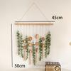 Bohemian Wall Hanging Decor with Natural Wood Slices and Green Eucalyptus Leaves
