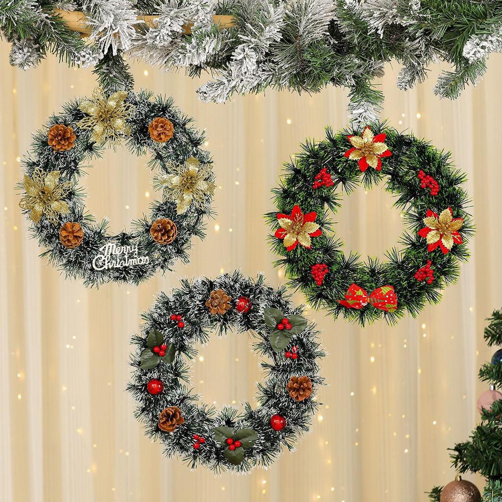 Cross-border Pine Needle Christmas Wreath Garland for Hotels & Malls