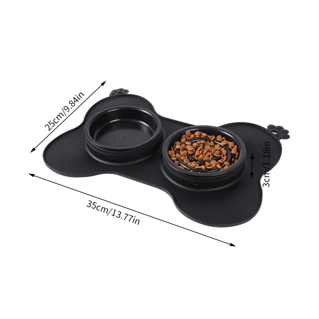 2Pcs Pet Bowl Silicone Slow Feeder with Tray Non-Slip Mat Drinking Food Feeding Bowl for Animals