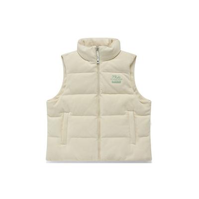 Embroidered Logo Warm Zipper Down Vest Women Vest White T11W142903FIV