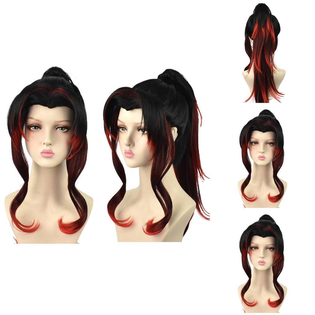 Anime-inspired Black Dead Mule Cosplay Wig Medium Length High-temperature Fiber