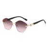 Rimless Polygon Sunglasses Women  New Chic Vintage Gradient Multi-color Casual Shades Trendy Brand Design Sun Glasses