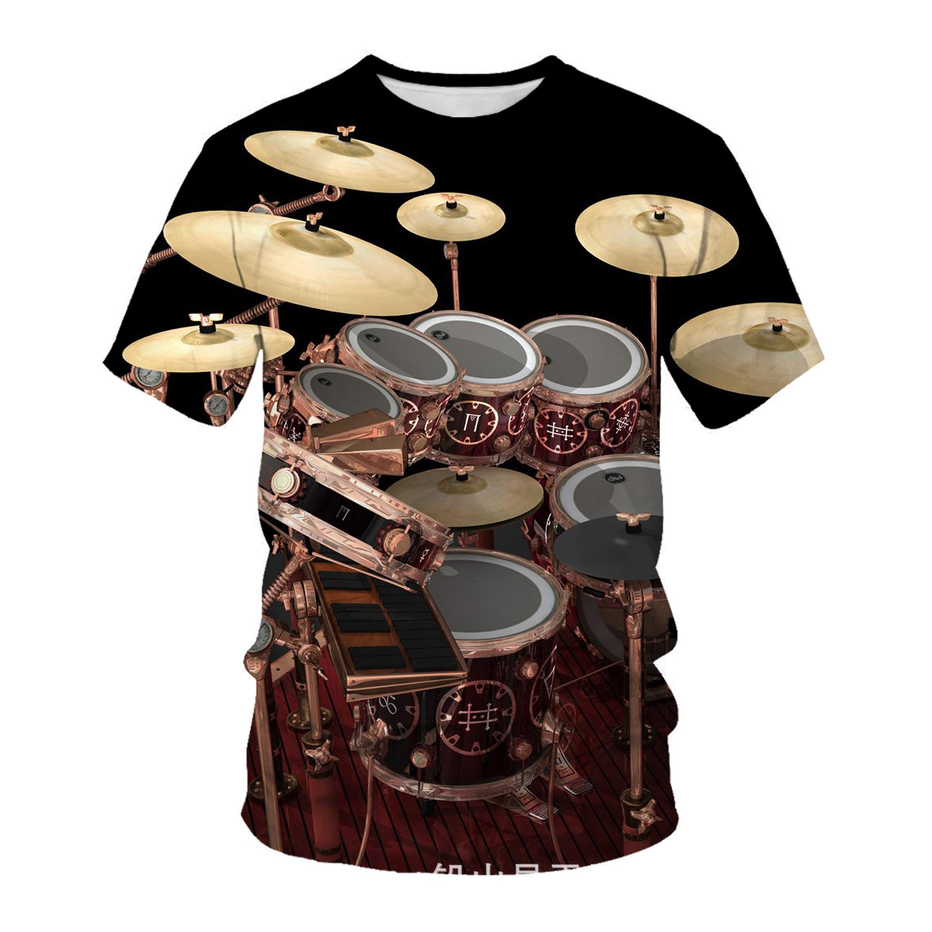 

Летняя футболка с коротким рукавом, новая модная мужская повседневная спортивная футболка с круглым вырезом и 3D-принтом в виде музыкальной гитары 6XL