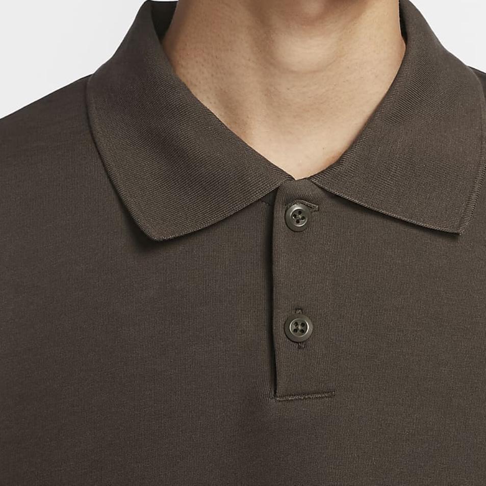 Nike Tech Fleece Reimagined Solid Loose Long Sleeve Polo Shirt Men tops Baroque-Brown FZ7571-237