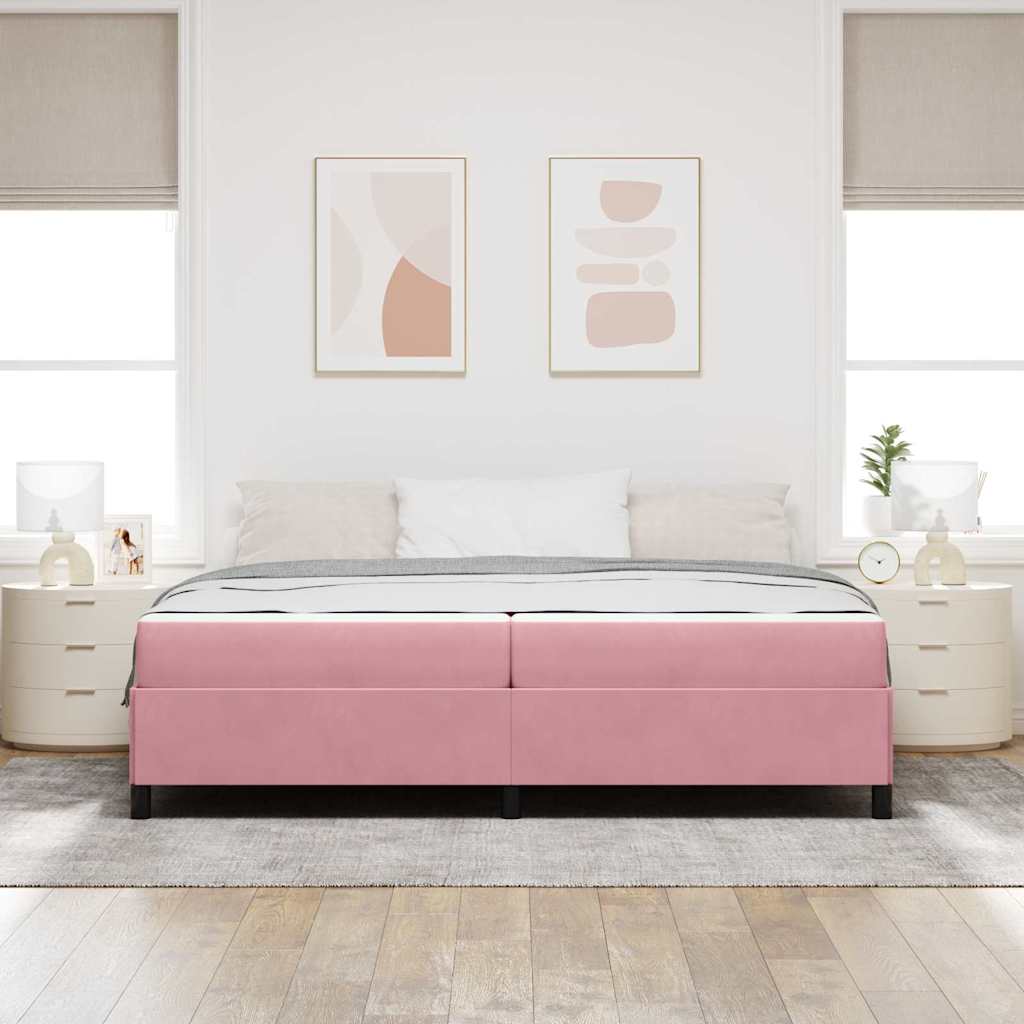 Bed Frame with Mattress Pink 200 x 200 cm Fabric