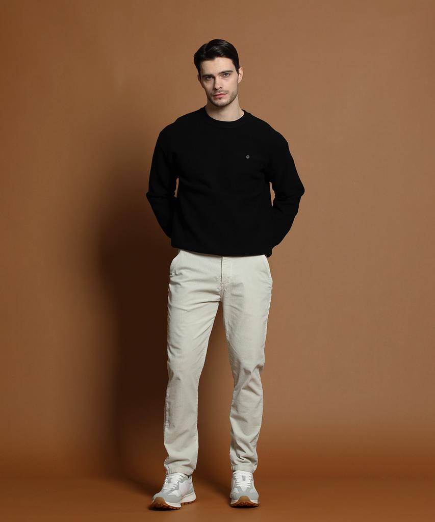 PANICALE Black Wool Blend Waffle Round Knit