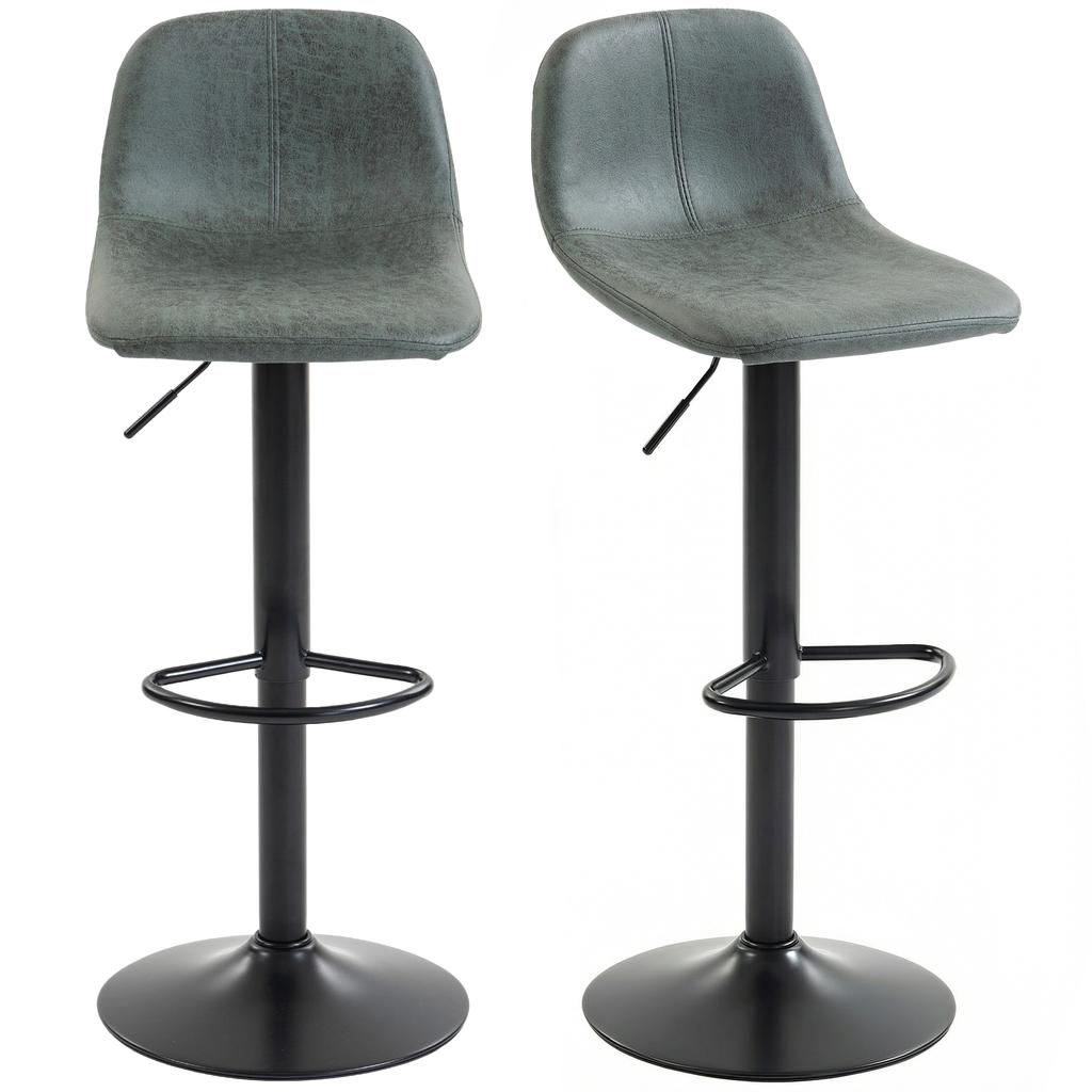 Bar Stools Set of 2, Modern Swivel Barstools with Footrest for Kitchen Island and Dining Room, Green