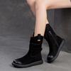 Fashion GKTINOO 2024 Autumn Winter New Retro Handmade Flat Mid-calf Boots Genuine Leather Round Toe Knight Boots Soft Women's Shoes