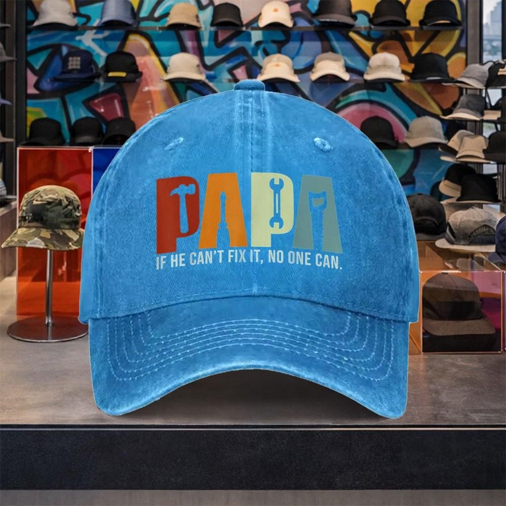 Papa Fix It Tool Washed Baseball Cap Unisex Vintage Adjustable Cotton Outdoor Hat