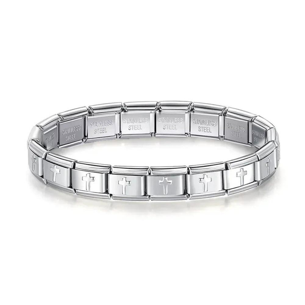 9mm Modulares Edelstahlarmband Quadratisch Elastische Handkette Geburtstag