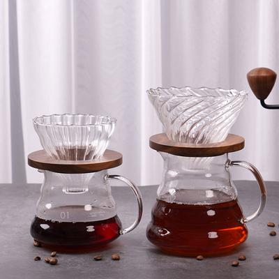 High Boron Glass Cloud Coffee Pot Set Walnut Tray V60 Coffee Filter Cup Sharing Pot
