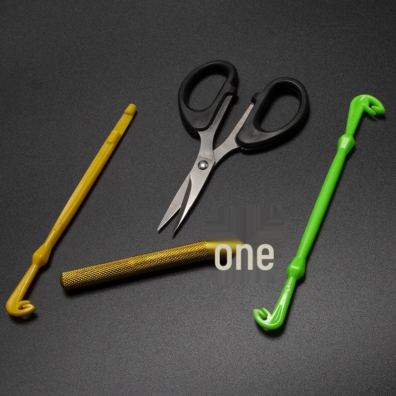 Golden Dual-Function Metal Knot Tying Tool - Portable, Manual, and Durable Aluminum Alloy Design