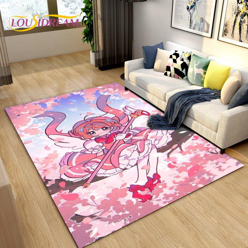 Cute Cartoon Cardcaptor Sakura Area Rug,Carpet Rug for Living Room Bedroom Sofa Doormat Decoration, Kids Play Non-slip Floor Mat