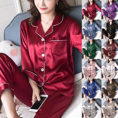 Damski swobodny kardigan z długim rękawem, piżama, zestaw Ice Silk Home Clothes, dwuczęściowy zestaw
