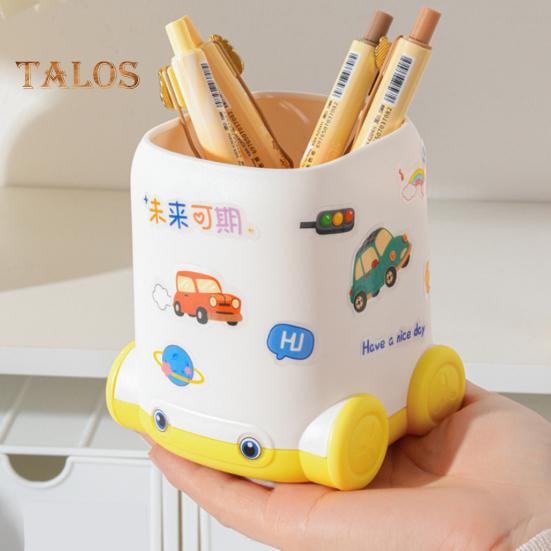 Desk Pen Holder Cartoon Vehicle Shape Pencil Holder Multi-functional Desktop Makeup Brush Organizer for Home School Office