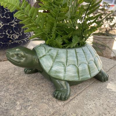 Turtle Planter Pot Resin Tortoise Flowerpot Animal Statue Indoor Outdoor Succulent Plants Container Home Balcony Garden Desktop Decoration