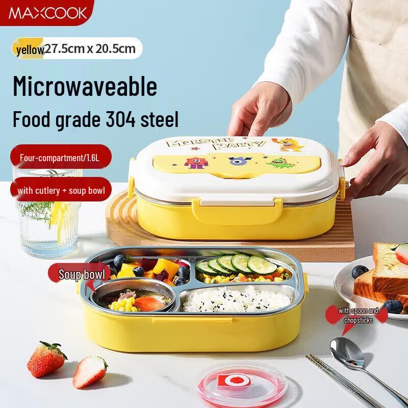 

MAXCOOK 304 Stainless Steel Four-Compartment Lunch Box