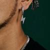 Trend Hip Hop Ice Out Cubic Zirconia Huggie Earrings Lightning Pendant Men Women Silver Color Anti-Allergy Earrings Cool Jewelry