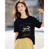 Demana Damen lockeres Baumwoll-T-Shirt mit Hasendruck