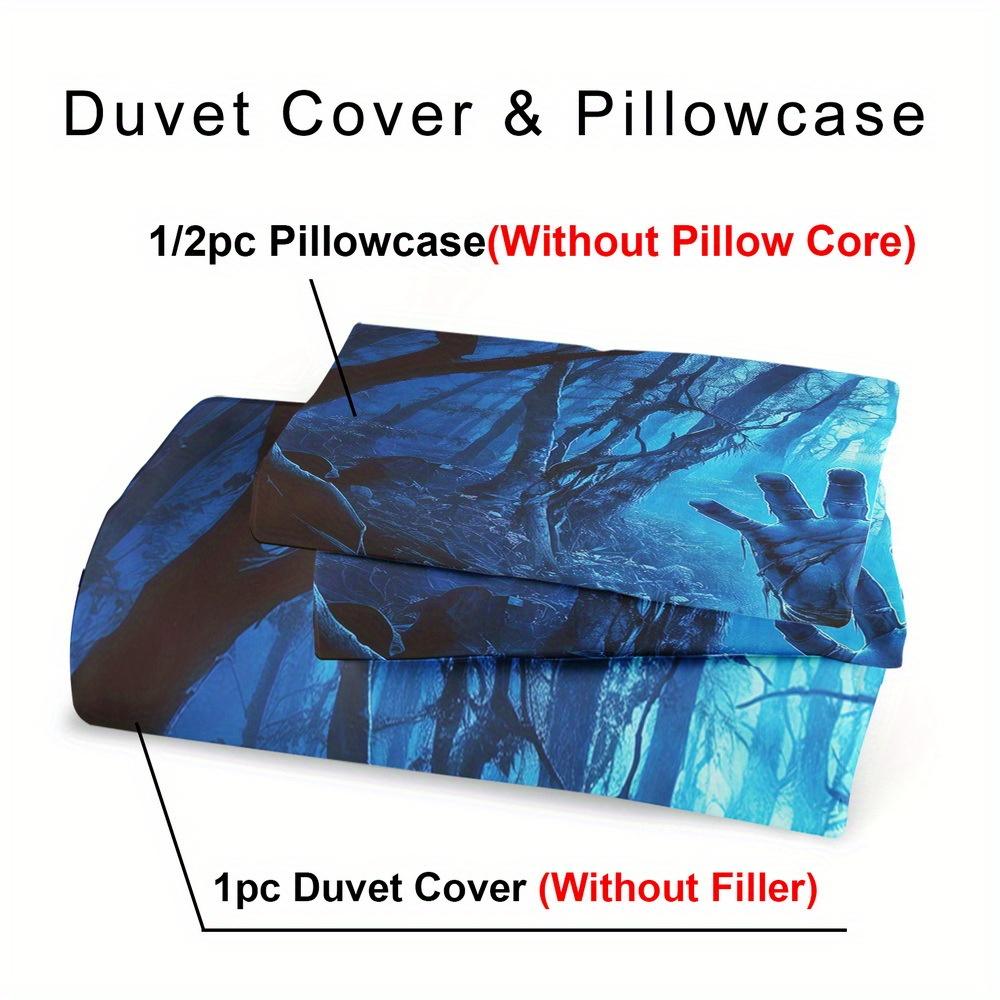 Duvet Cover Set Mysterious Skeleton Skull Print Bedding Set King Queen Style Bedding Set Polyester Machine Washable Decoration