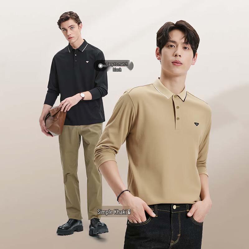 SEPTWOLVES Men's Anti-Bacterial Long-Sleeve Polo Shirt
