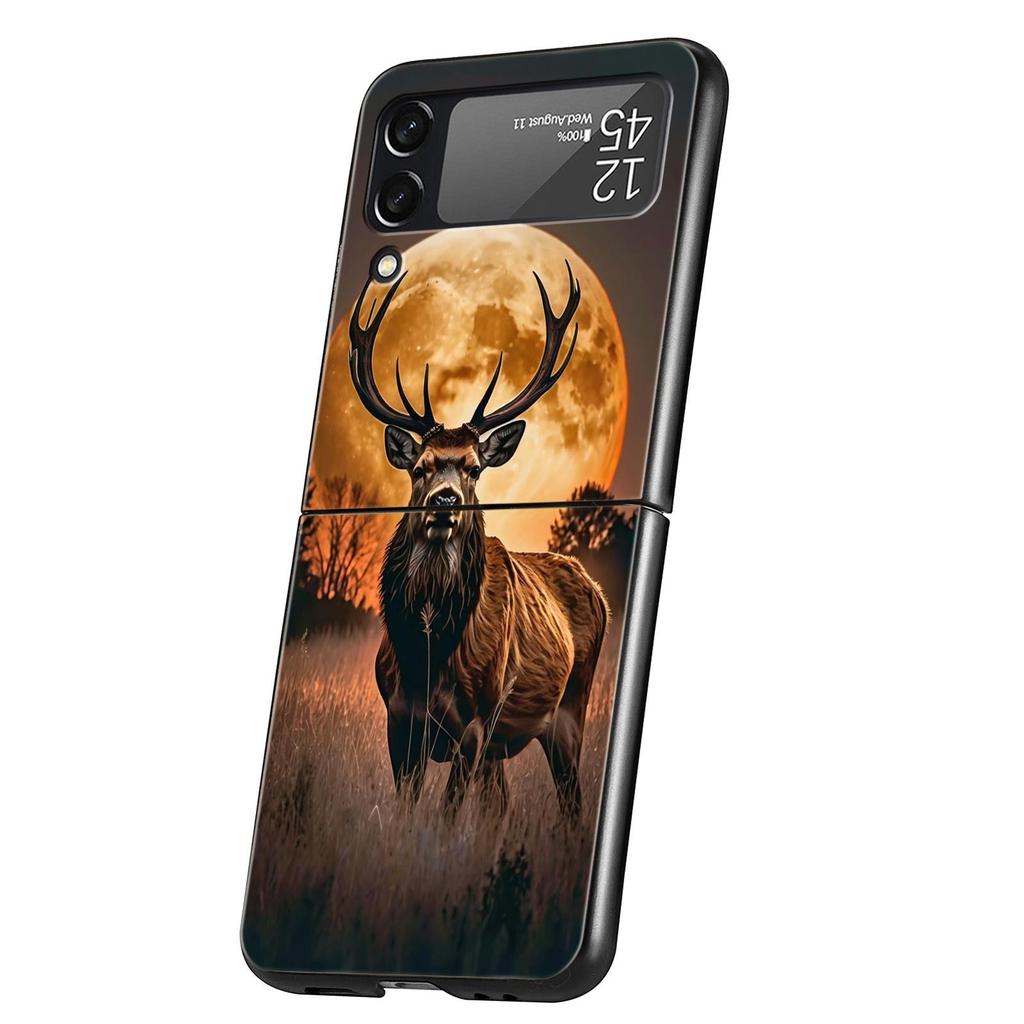 Deer Lichee Pattern Hard PC Phone Case For Samsung Galaxy Z Flip 7 6 5 4 Black Cover For Galaxy Z Flip 3 Foldable Shell Fundas