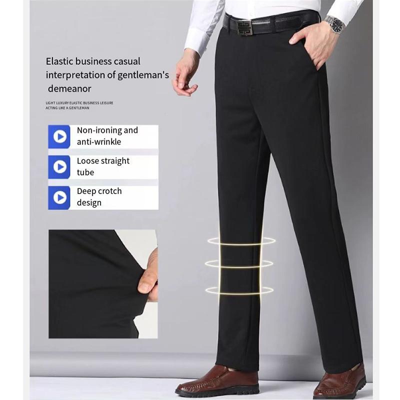 Erkek Yaz İnce Moda İş Rahat Takım Elbise Pantolon Uzun Pantolon Erkek Elastik Düz Kollu Resmi Pantolon Büyük Beden 27-42