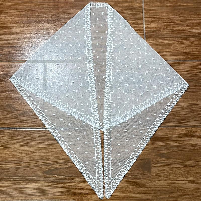 

White Lace Pastoral Headscarf Women S Bag Head French Triangle Towel Embroidered Hair Accessories Lace Hair Towel Embroidered Lace белый