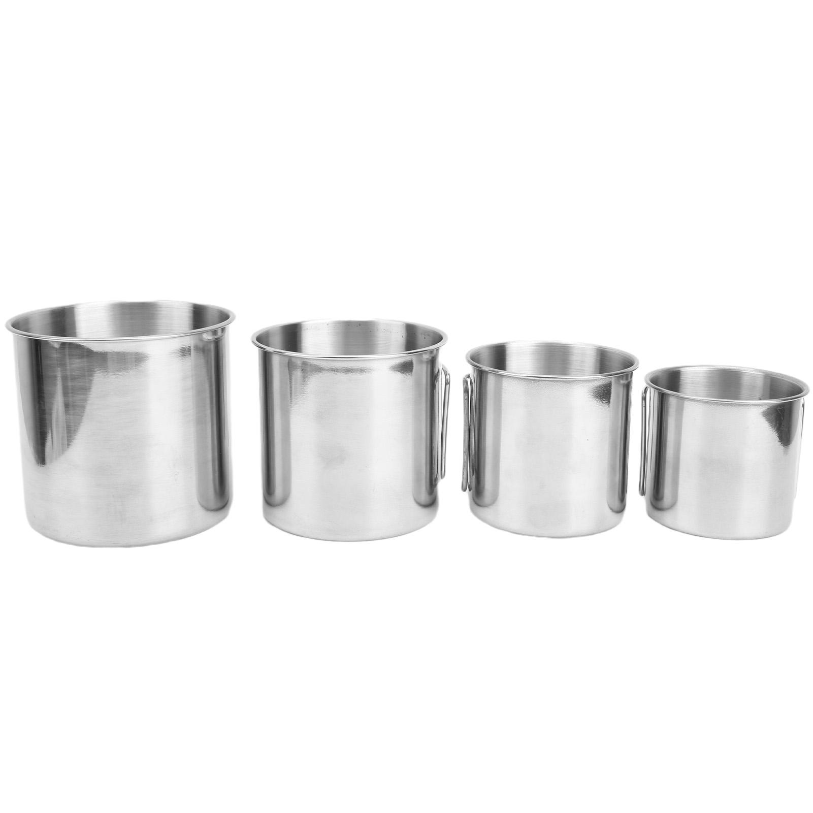

4 шт., уличная чашка из нержавеющей стали, складная ручка, чашки для барбекю, альпинизма, кемпинга